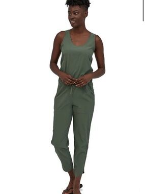 Patagonia Olive Green Sleeveless Drawstring Jumpsuit